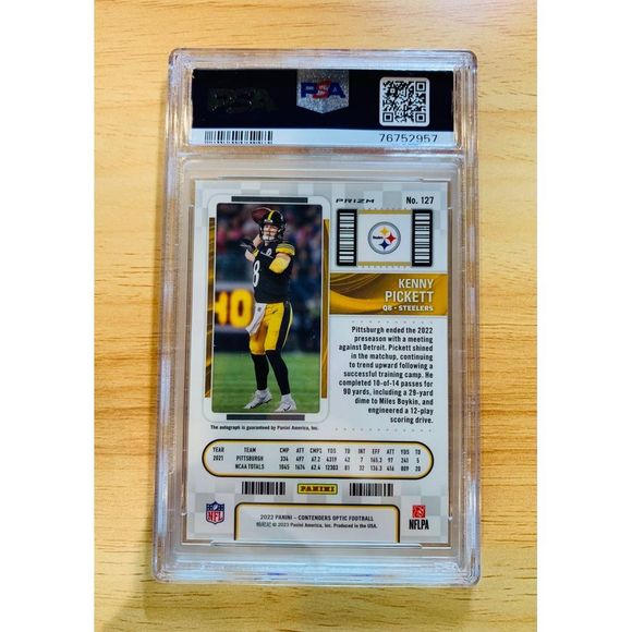 2022 Contenders Optic Autograph‎ Silver Kenny Pickett - Graded PSA 9 - Picture 2 of 2